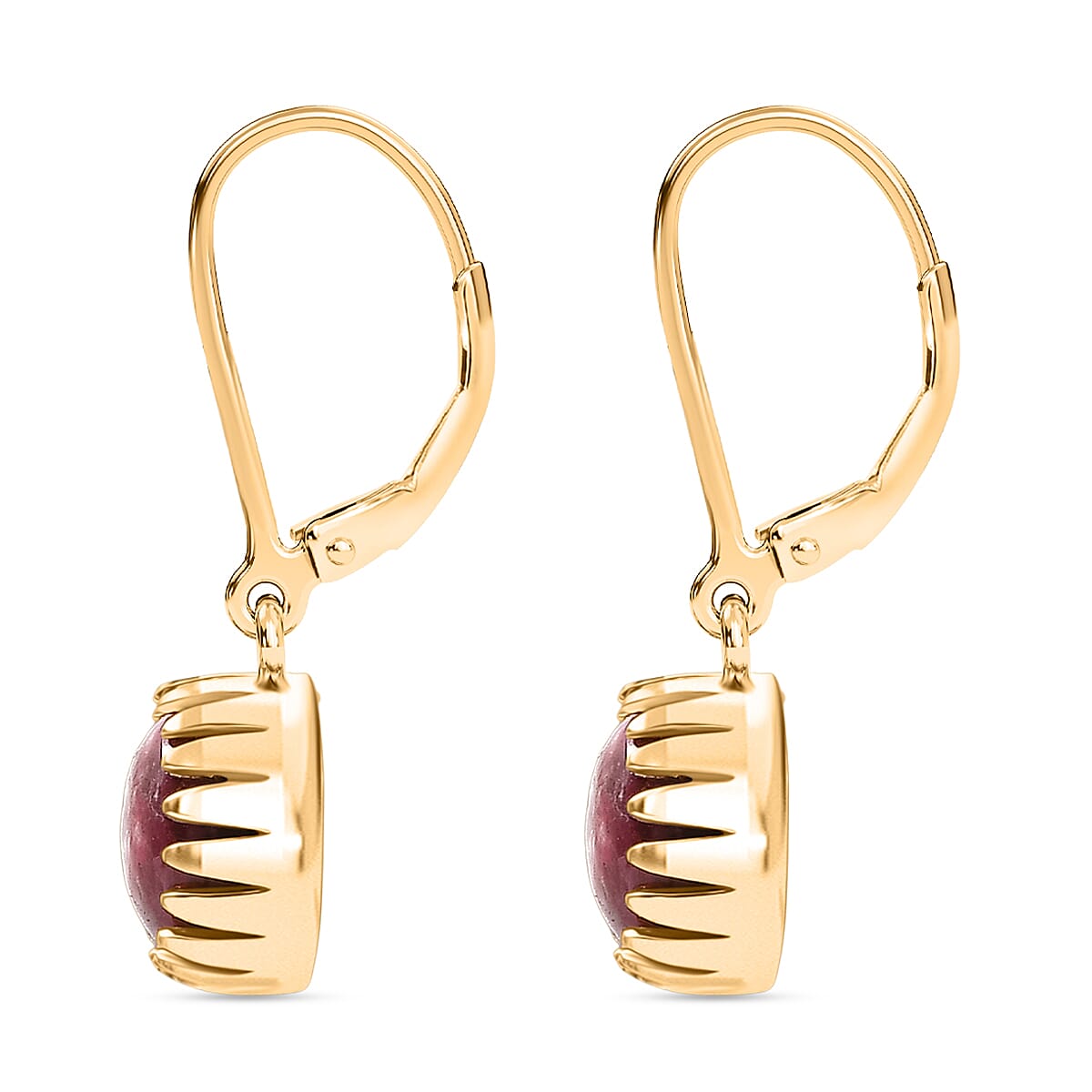 EverTrue Natural Thulite Solitaire Lever Back Earring in Yellow Gold Plated 5.43 Ct. 8264908 4