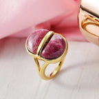 EverTrue Natural Thulite Solitaire Ring in Yellow Gold Plated 10.72 Ct.