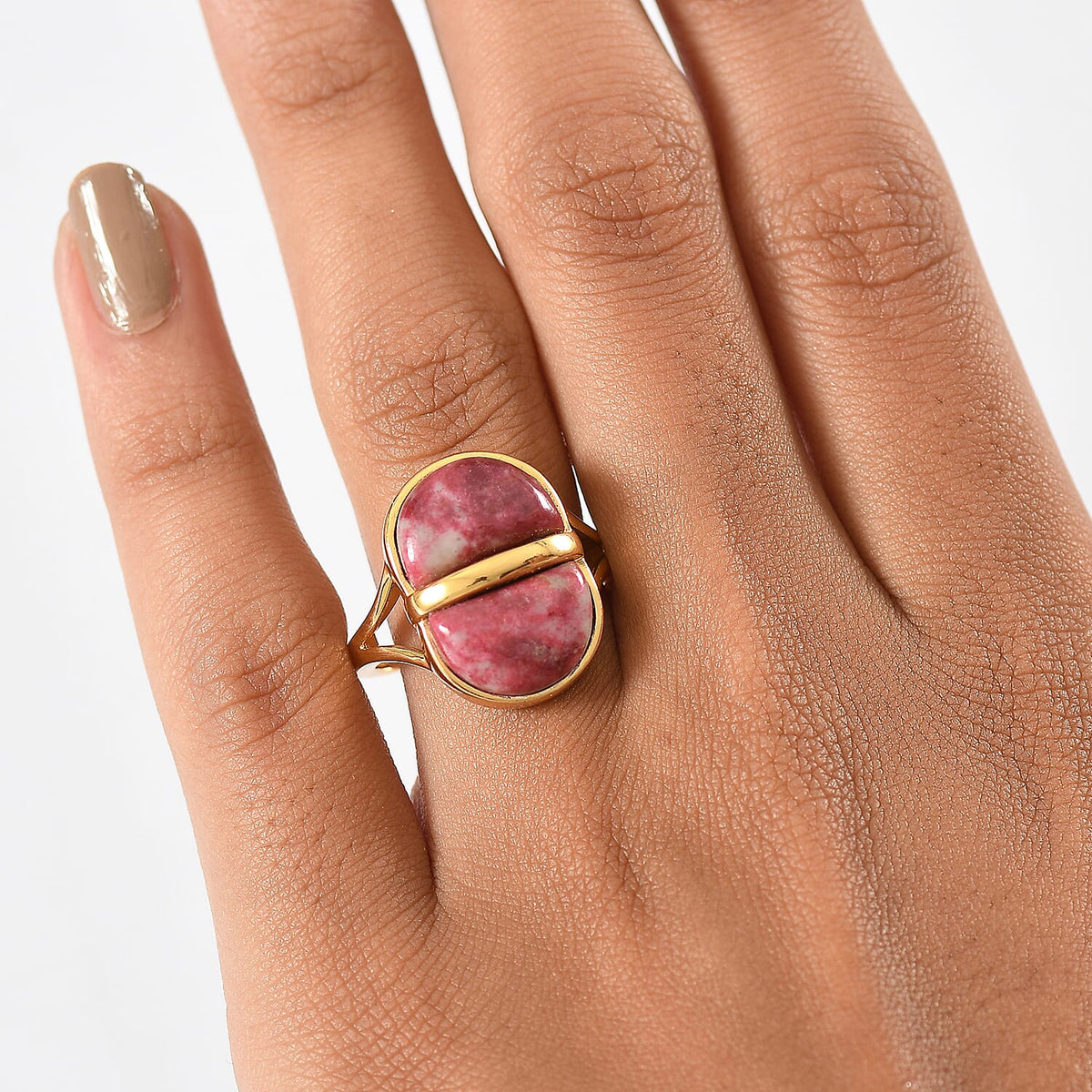 EverTrue Natural Thulite Solitaire Ring in Yellow Gold Plated 10.72 Ct. 8264930 2