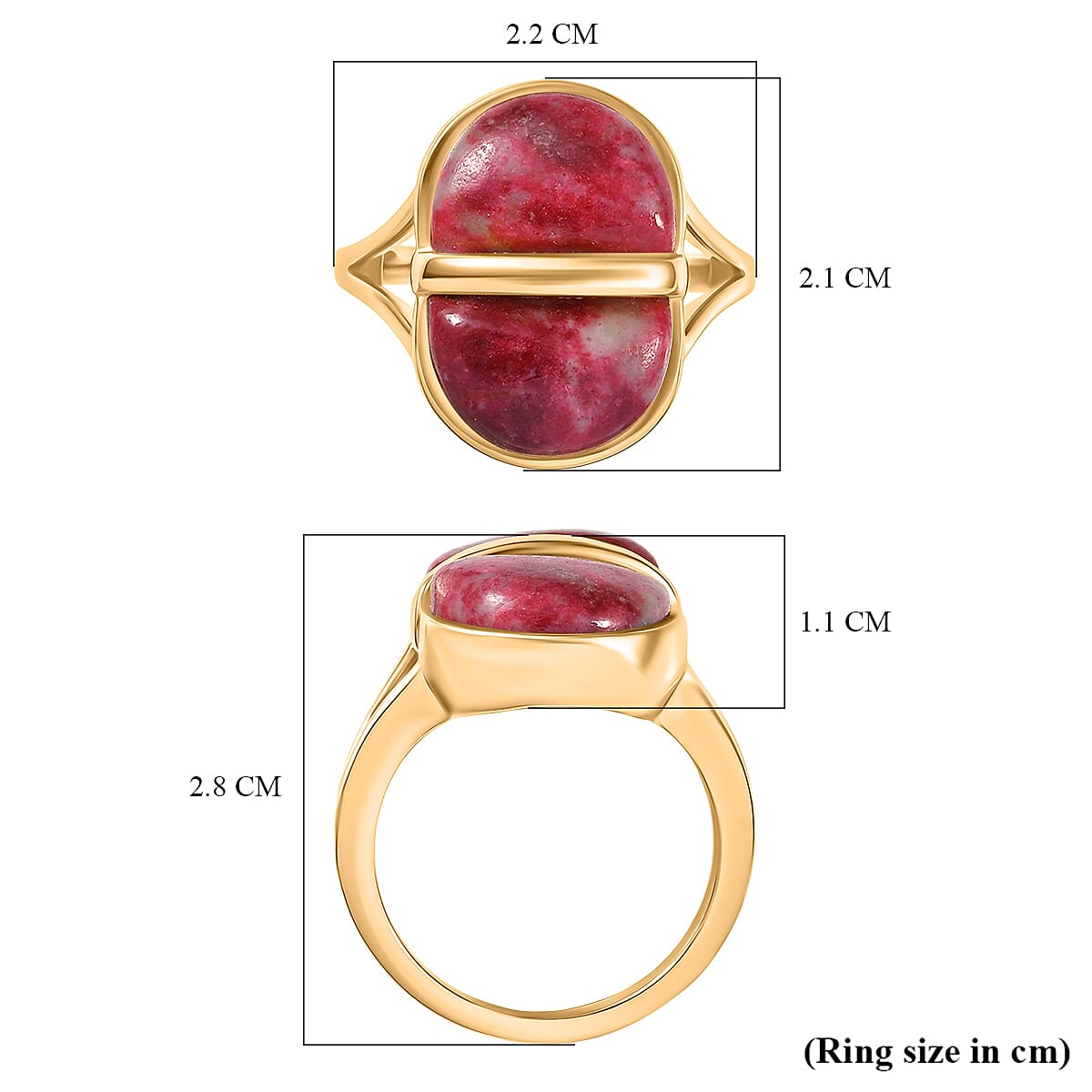 EverTrue Natural Thulite Solitaire Ring in Yellow Gold Plated 10.72 Ct. 8264930 5