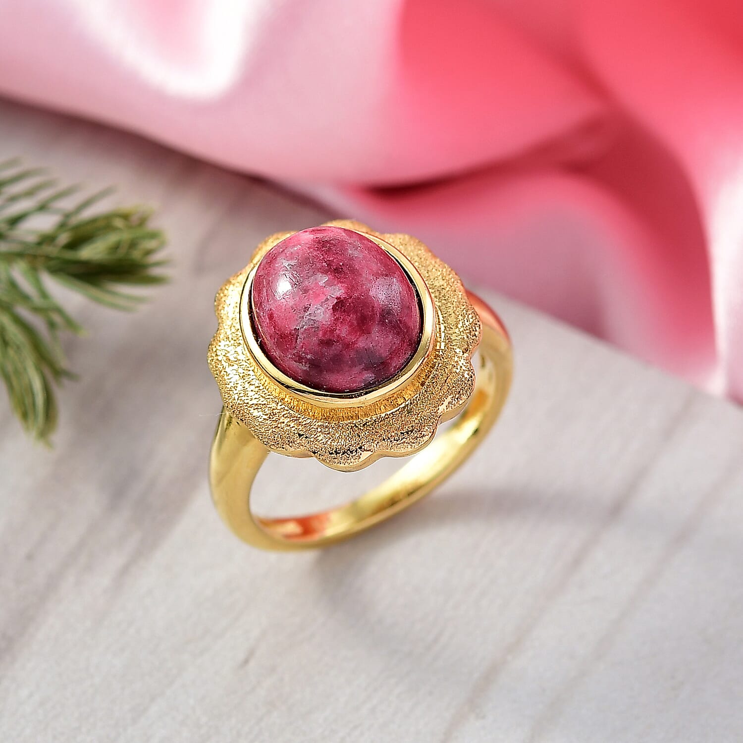 EverTrue Thulite Solitaire Ring in Yellow Gold Plated 6.37 Ct. 8266134 2