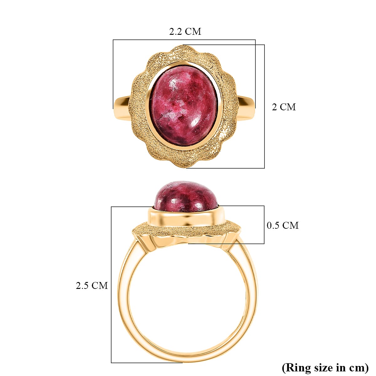 EverTrue Thulite Solitaire Ring in Yellow Gold Plated 6.37 Ct. 8266134 6