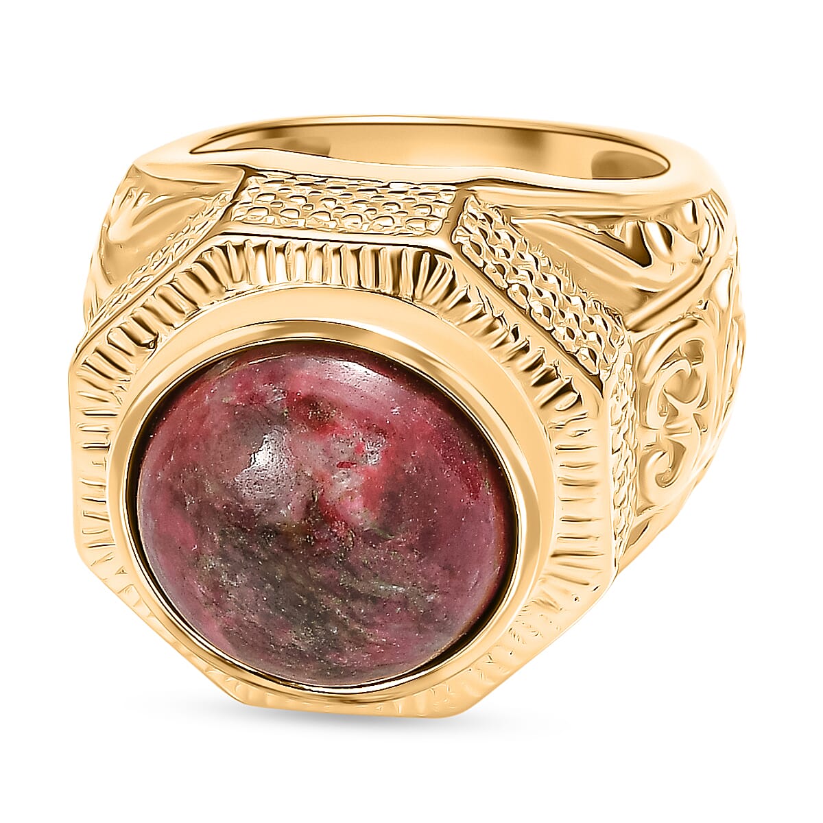 EverTrue Natural Thulite Solitaire Ring in Yellow Gold Plated 9.98 Ct. 8265099 0