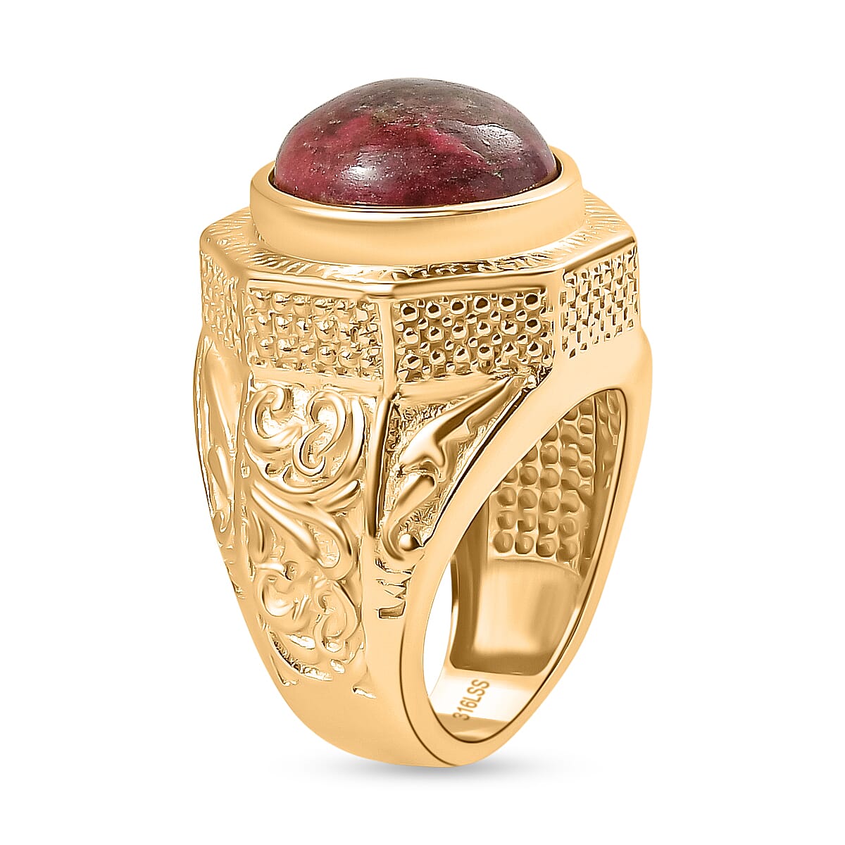 EverTrue Natural Thulite Solitaire Ring in Yellow Gold Plated 9.98 Ct. 8265099 3