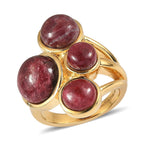 EverTrue Natural Thulite Ring in Yellow Gold Plated 11.83 Ct.