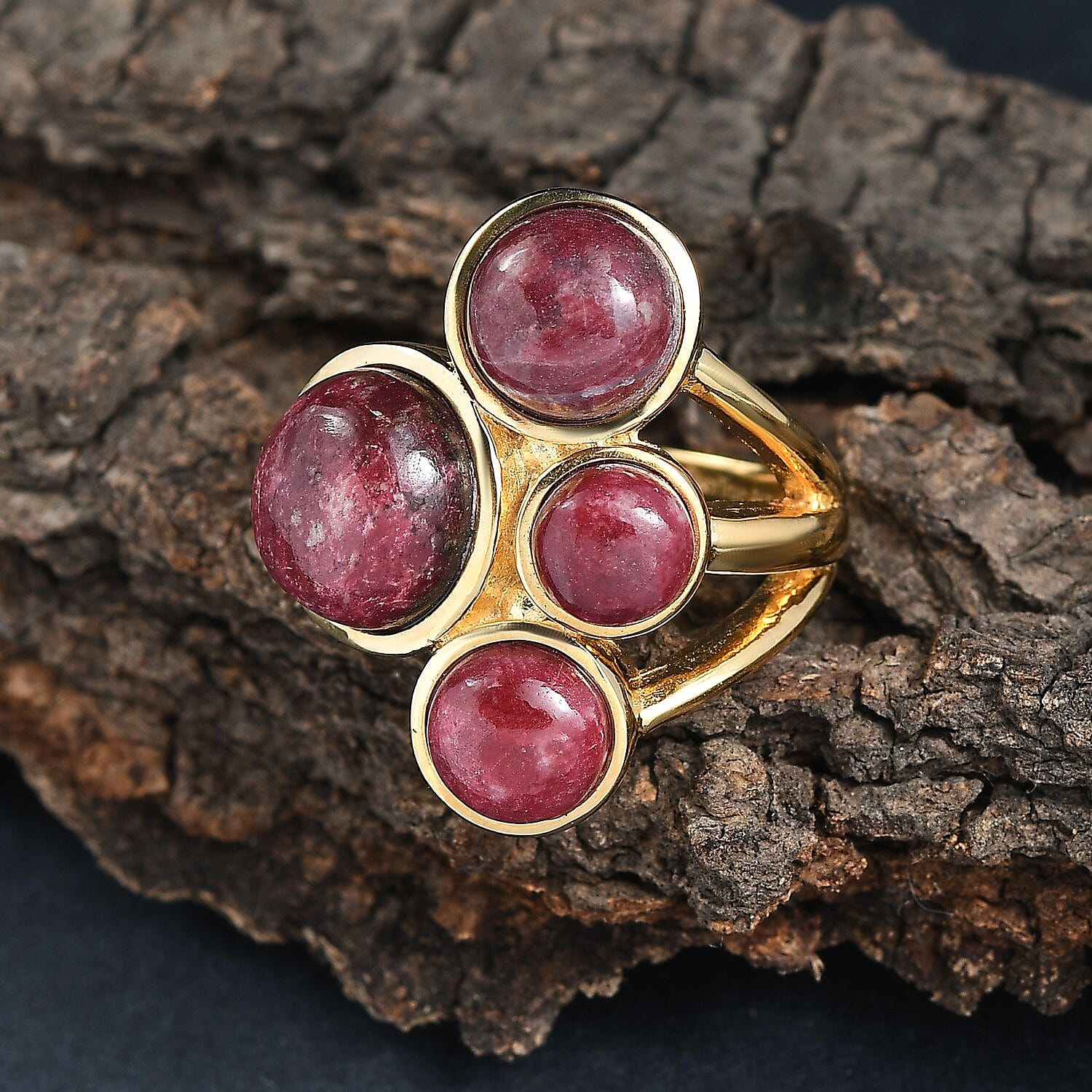 EverTrue Natural Thulite Ring in Yellow Gold Plated 11.83 Ct. 8265085 1