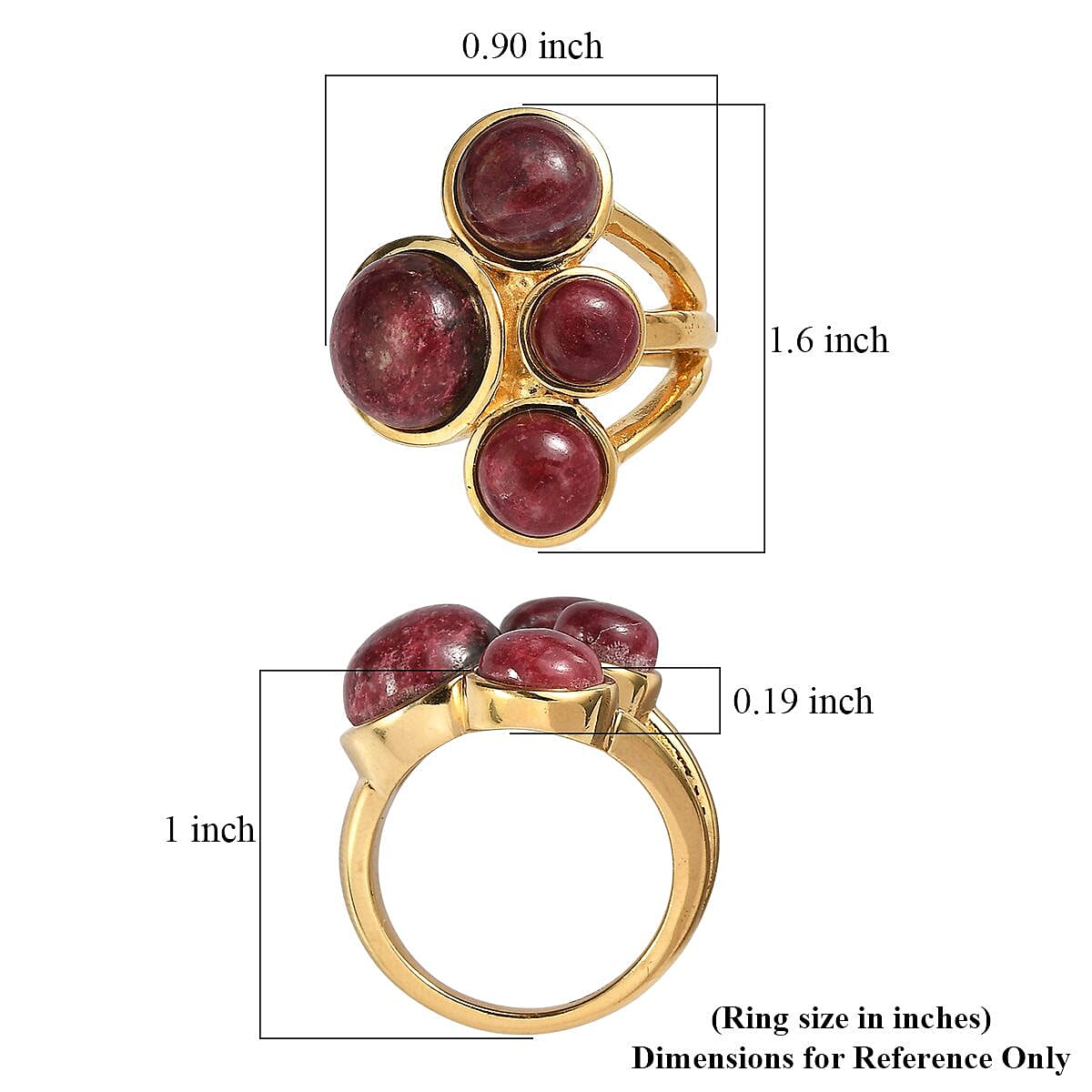 EverTrue Natural Thulite Ring in Yellow Gold Plated 11.83 Ct. 8265085 5