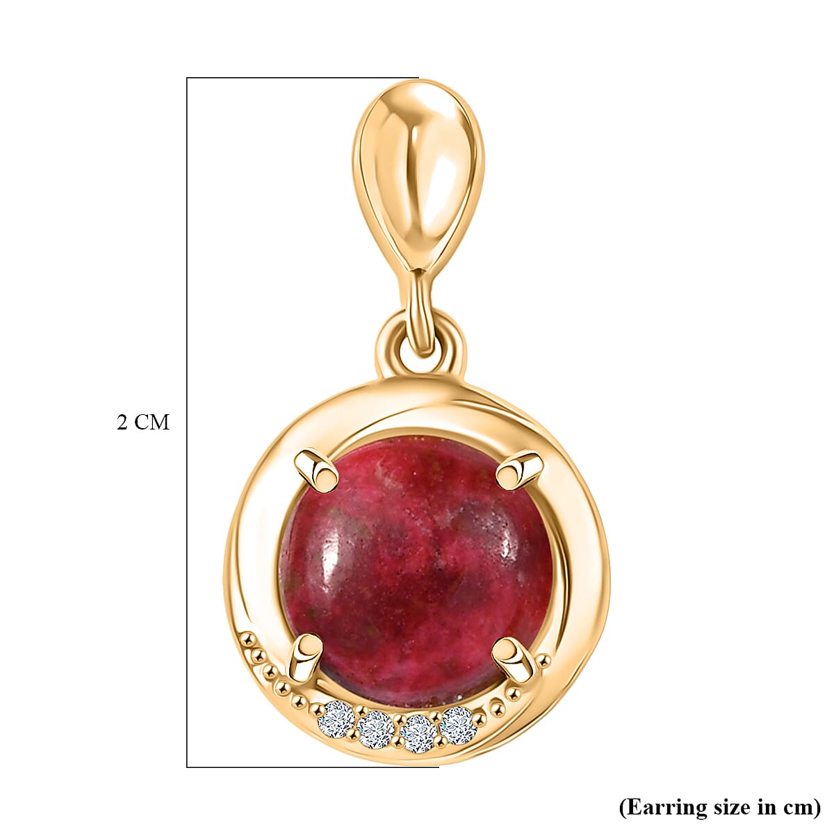 EverTrue Natural Thulite, White Zircon Drop Push Post in Yellow Gold Plated 5.51 Ct. 8264909 6