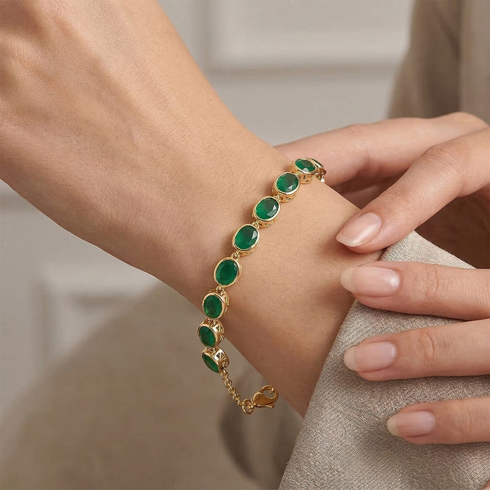 Verde Onyx Linking Bracelet (Size - 7.5) with Lobster Clasp 13.94 Ct. 8481579 2