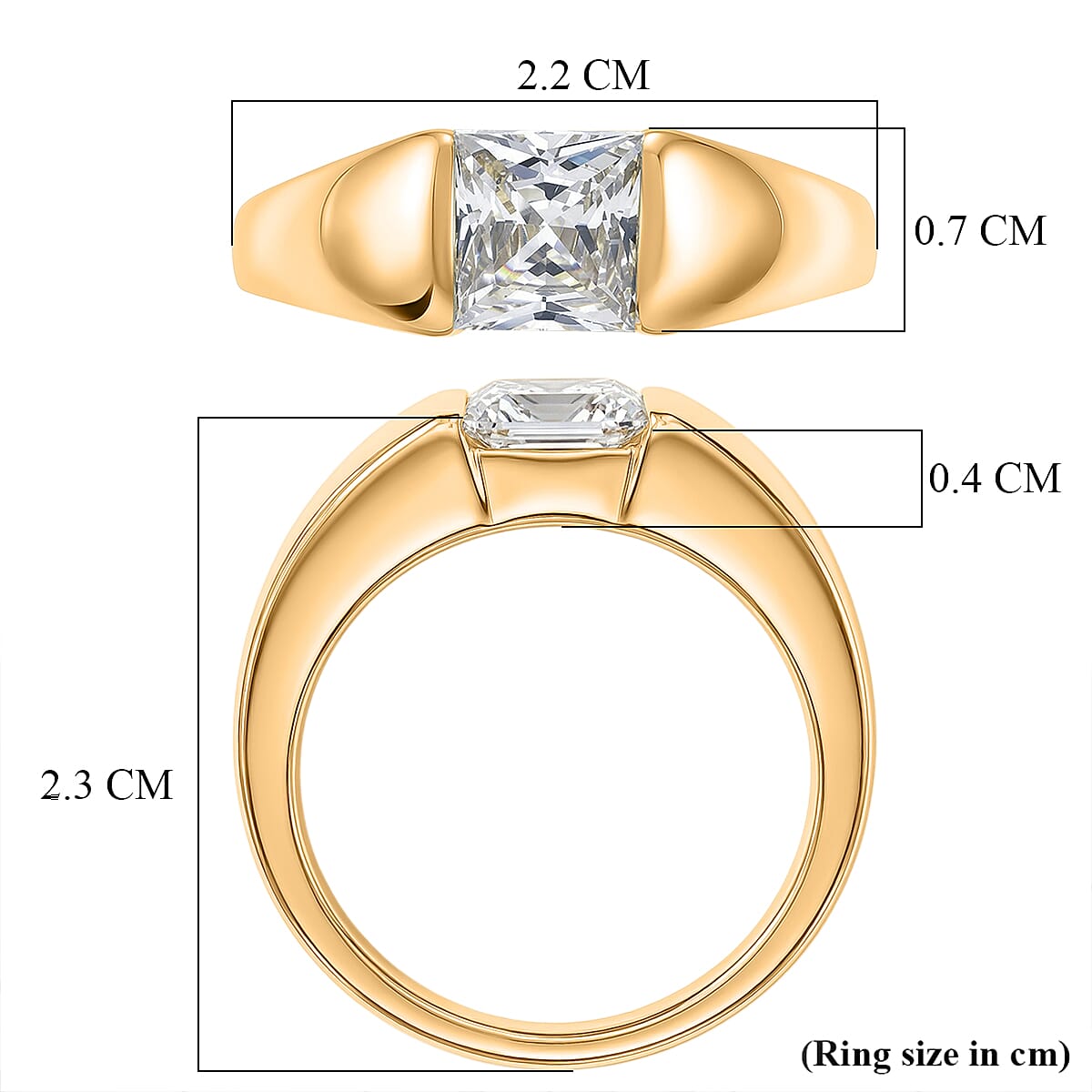 EverTrue White Cubic Zirconia Band Ring Pure Yellow Brass  1.805  Ct. 8498386 6
