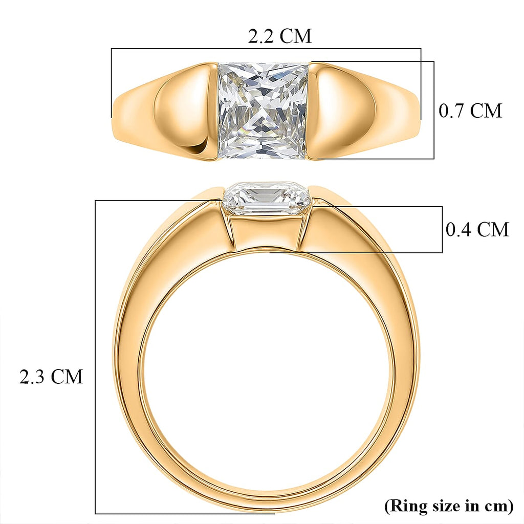 EverTrue White Cubic Zirconia Band Ring Pure Yellow Brass  1.805  Ct.