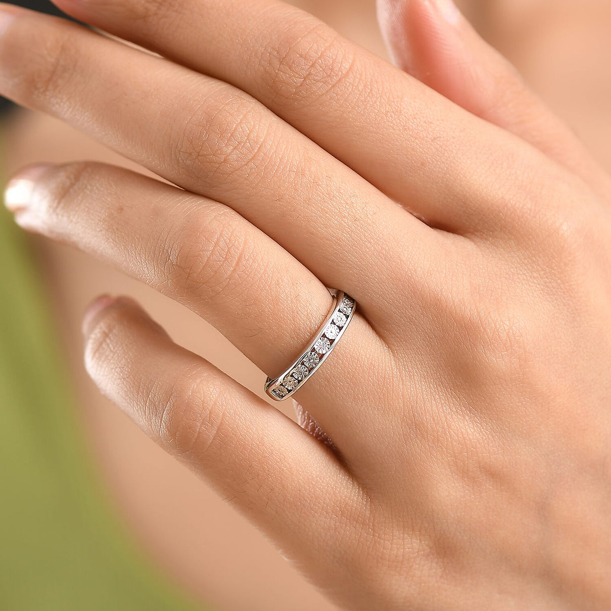 EverTrue Natural White Diamond Half Eternity Band Ring 8427744 2