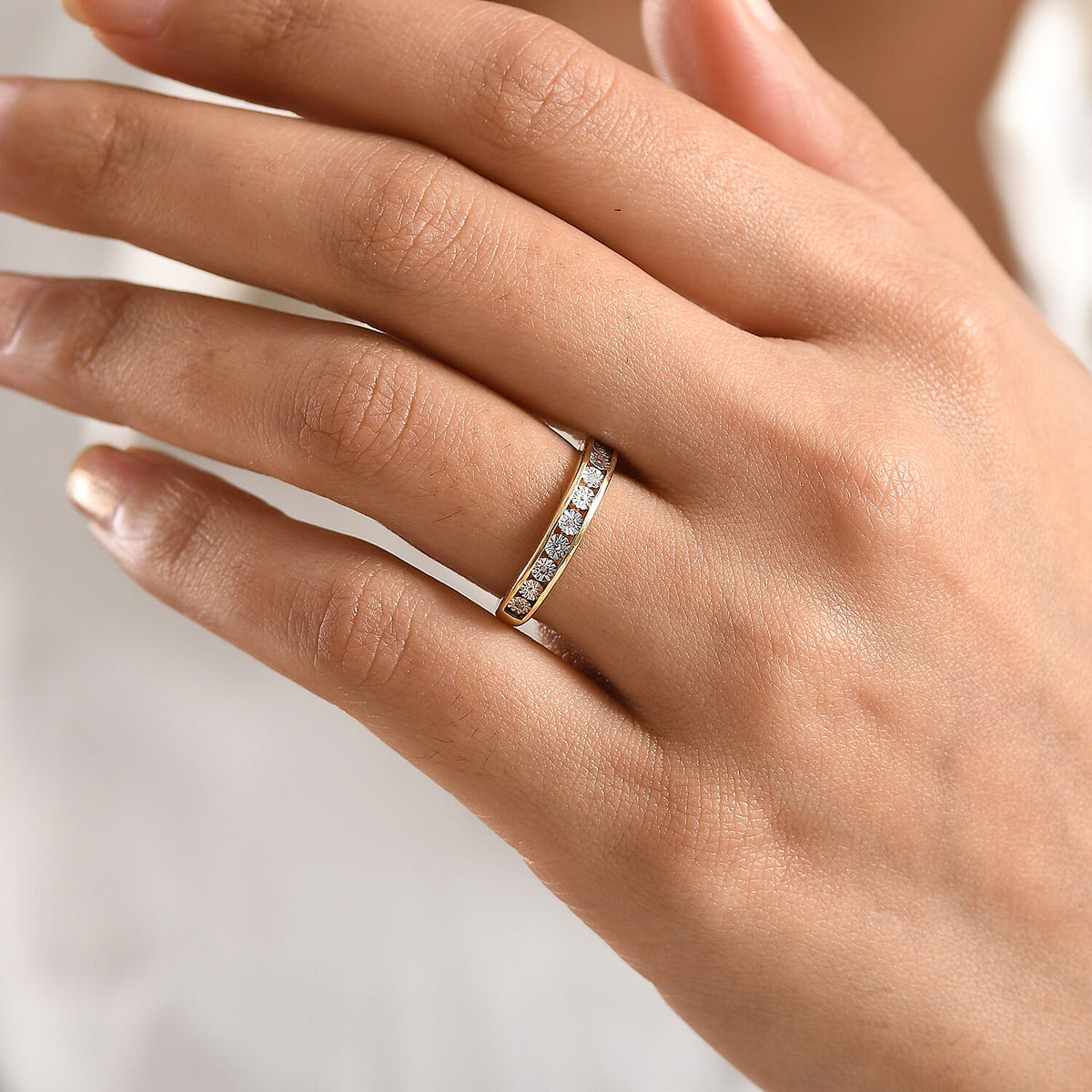 EverTrue Natural White Diamond Half Eternity Band Ring in Goldtone V32627382 2