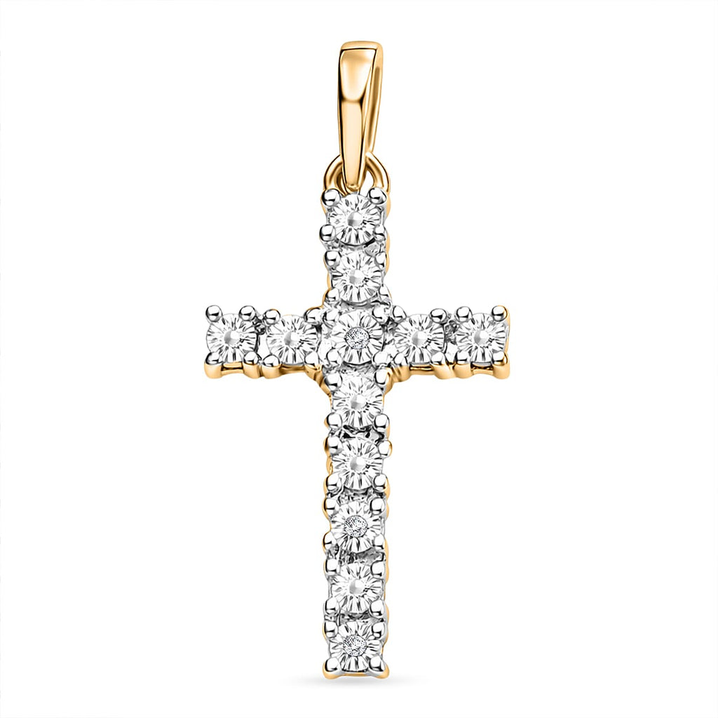 EverTrue Natural White Diamond Cross Pendant - Yellow