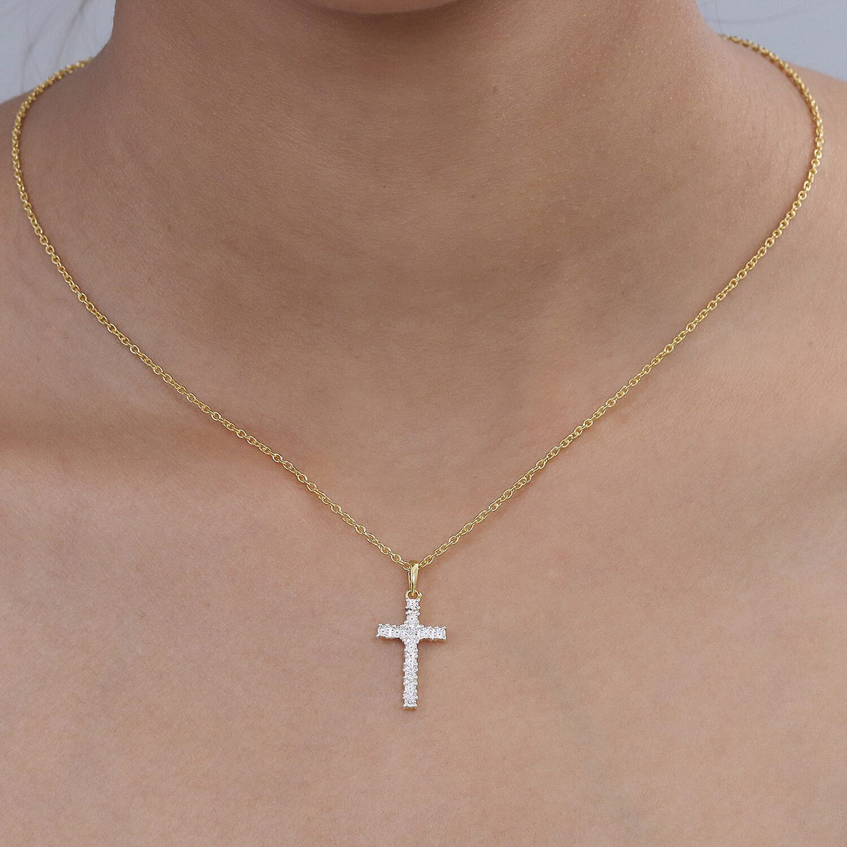 EverTrue Natural White Diamond Cross Pendant - Yellow 8515150 2
