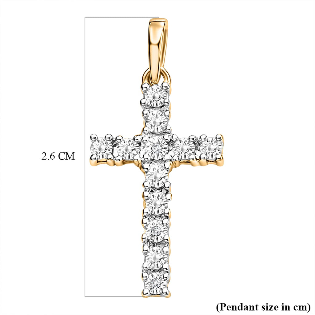 EverTrue Natural White Diamond Cross Pendant - Yellow