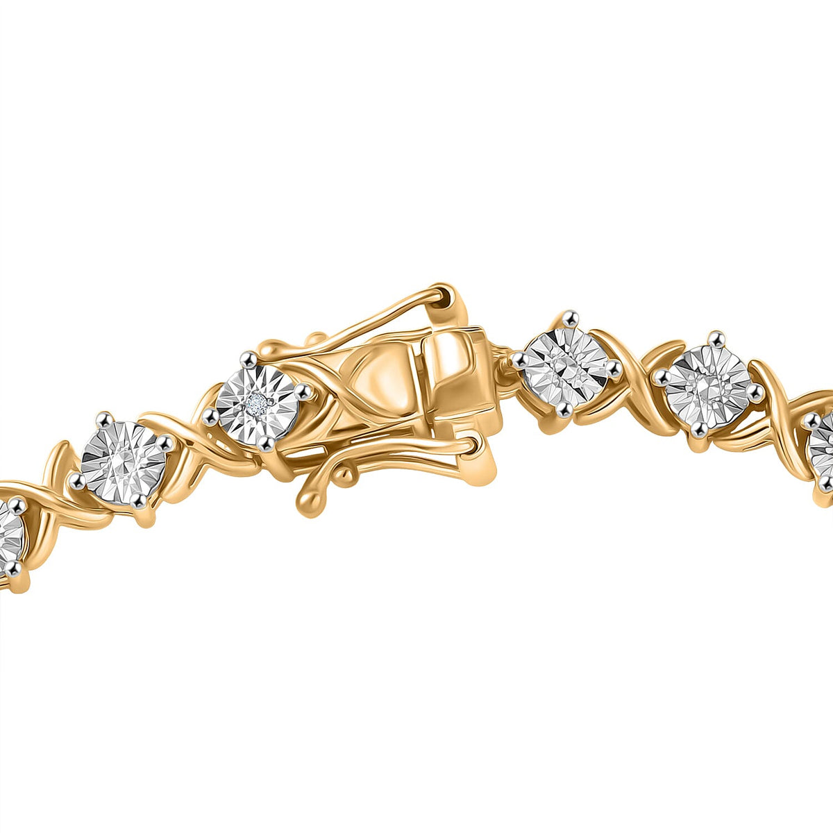 Close Out Deal-  White Diamond Line Bracelet (Size 7.5) with GB Lock Box in Yellow Gold Plated 8276111 4