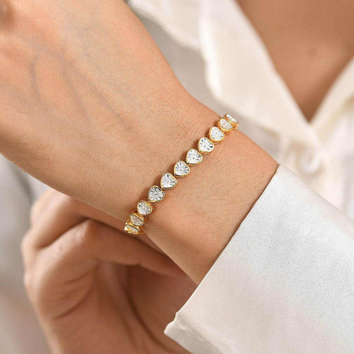 EverTrue White Diamond Tennis Bracelet - Yellow (Size - 7.5) V32520320 2