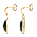 EverTrue Malachite & White Zircon Dangling Earring with Push Back in Yellow Gold Plated 9.59 Ct.