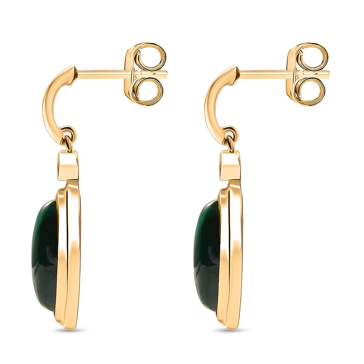 EverTrue Malachite &amp; White Zircon Dangling Earring with Push Back in Yellow Gold Plated 9.59 Ct. 8245995 4