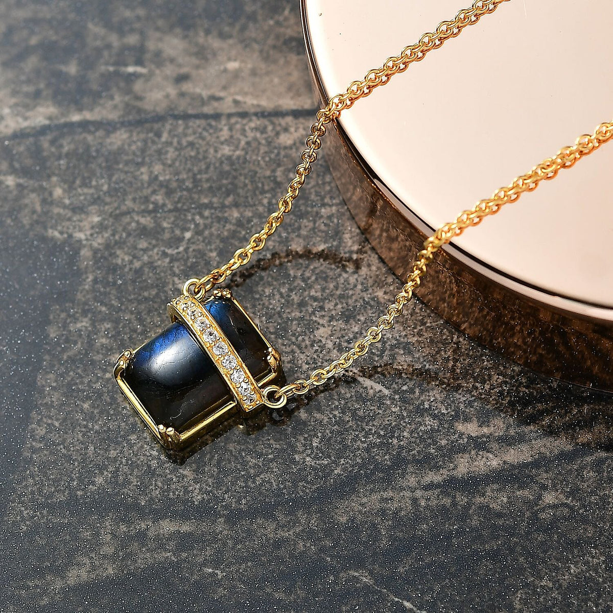 EverTrue Labradorite, White Zircon Fancy Necklace (Size - 20) Pure Yellow Brass Mix Metal 8.54 Ct. 8261418 2