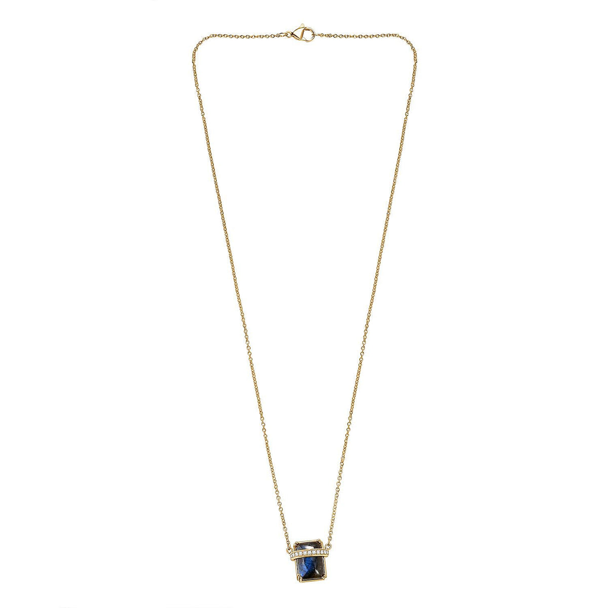 EverTrue Labradorite, White Zircon Fancy Necklace (Size - 20) Pure Yellow Brass Mix Metal 8.54 Ct. 8261418 4