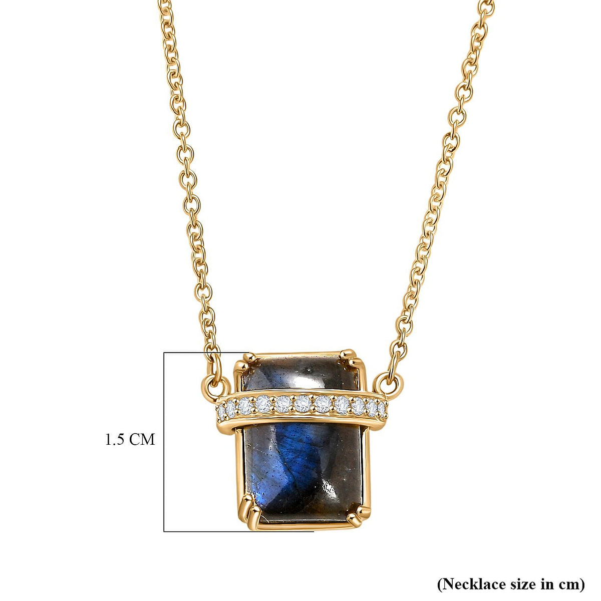 EverTrue Labradorite, White Zircon Fancy Necklace (Size - 20) Pure Yellow Brass Mix Metal 8.54 Ct. 8261418 5