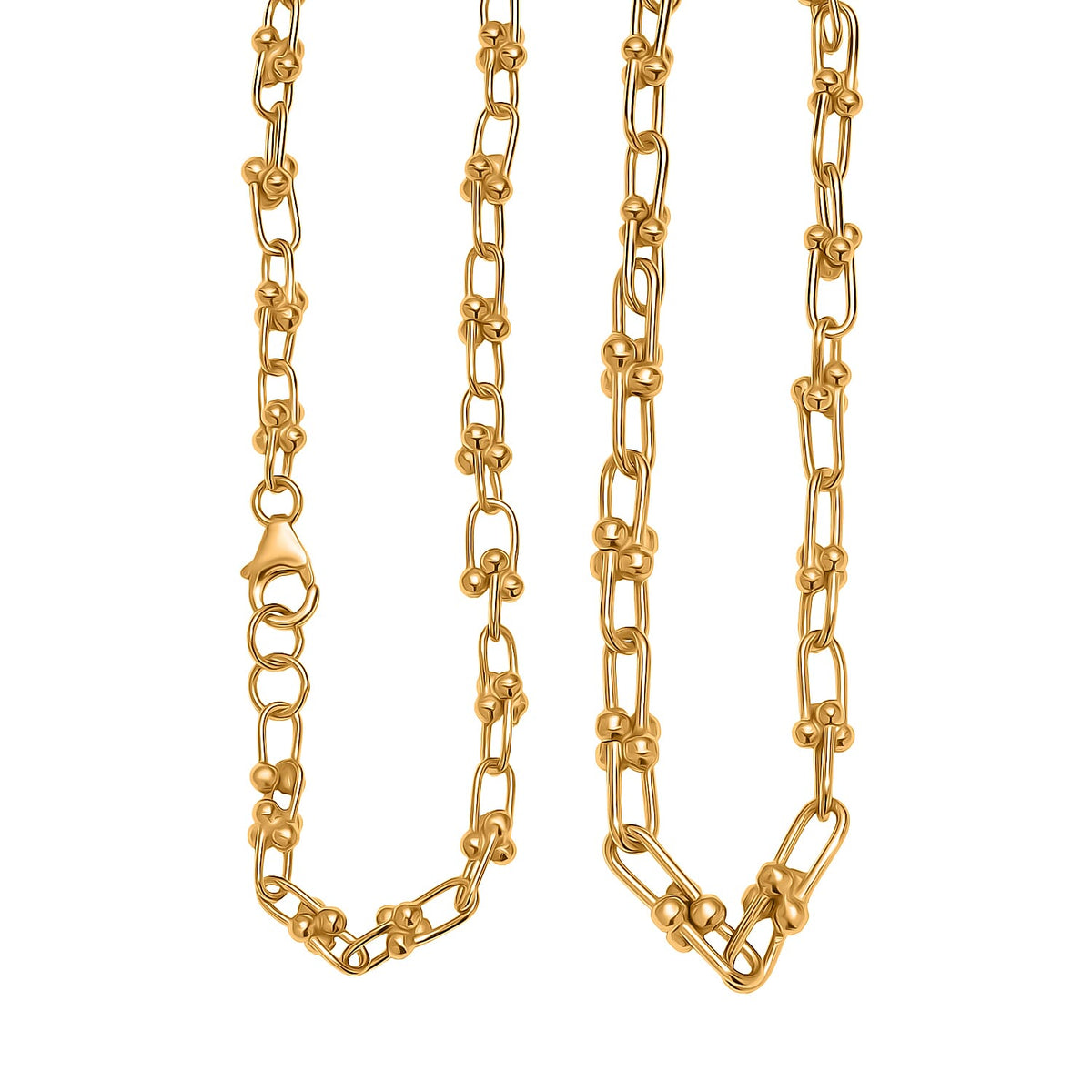 Exclusive Close Out Deal - 22K Yellow Gold Overlay Sterling Silver Industrial Link Necklace (Size - 20) (Limited Stock Only) 8197309 0