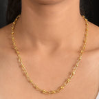 Exclusive Close Out Deal - 22K Yellow Gold Overlay Sterling Silver Industrial Link Necklace (Size - 20) (Limited Stock Only)