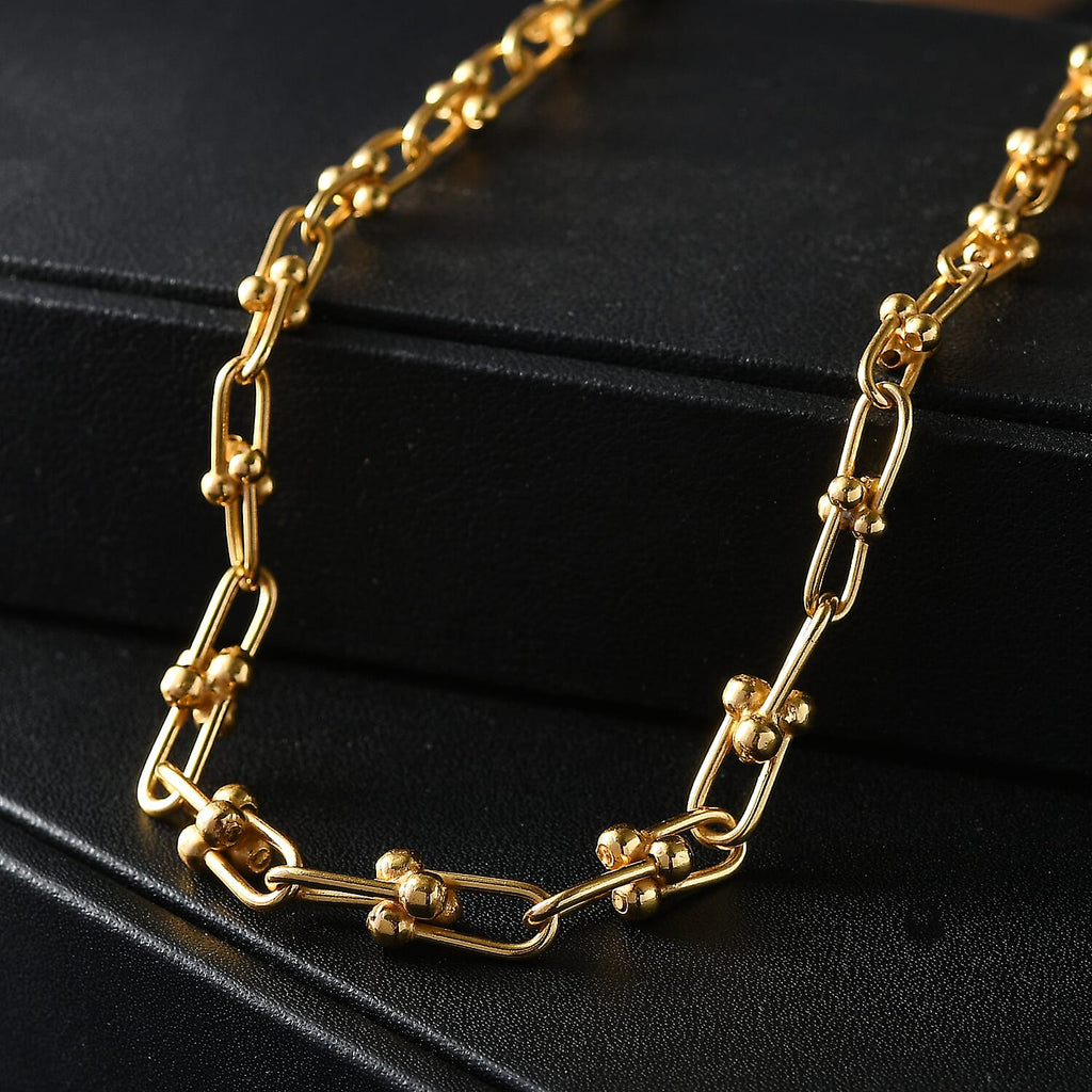 Exclusive Close Out Deal - 22K Yellow Gold Overlay Sterling Silver Industrial Link Necklace (Size - 20) (Limited Stock Only)
