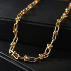 Exclusive Close Out Deal - 22K Yellow Gold Overlay Sterling Silver Industrial Link Necklace (Size - 20) (Limited Stock Only)