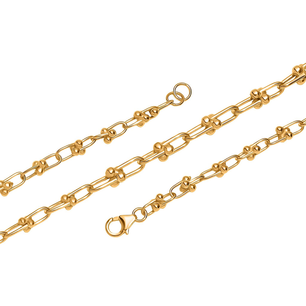 Exclusive Close Out Deal - 22K Yellow Gold Overlay Sterling Silver Industrial Link Necklace (Size - 20) (Limited Stock Only)