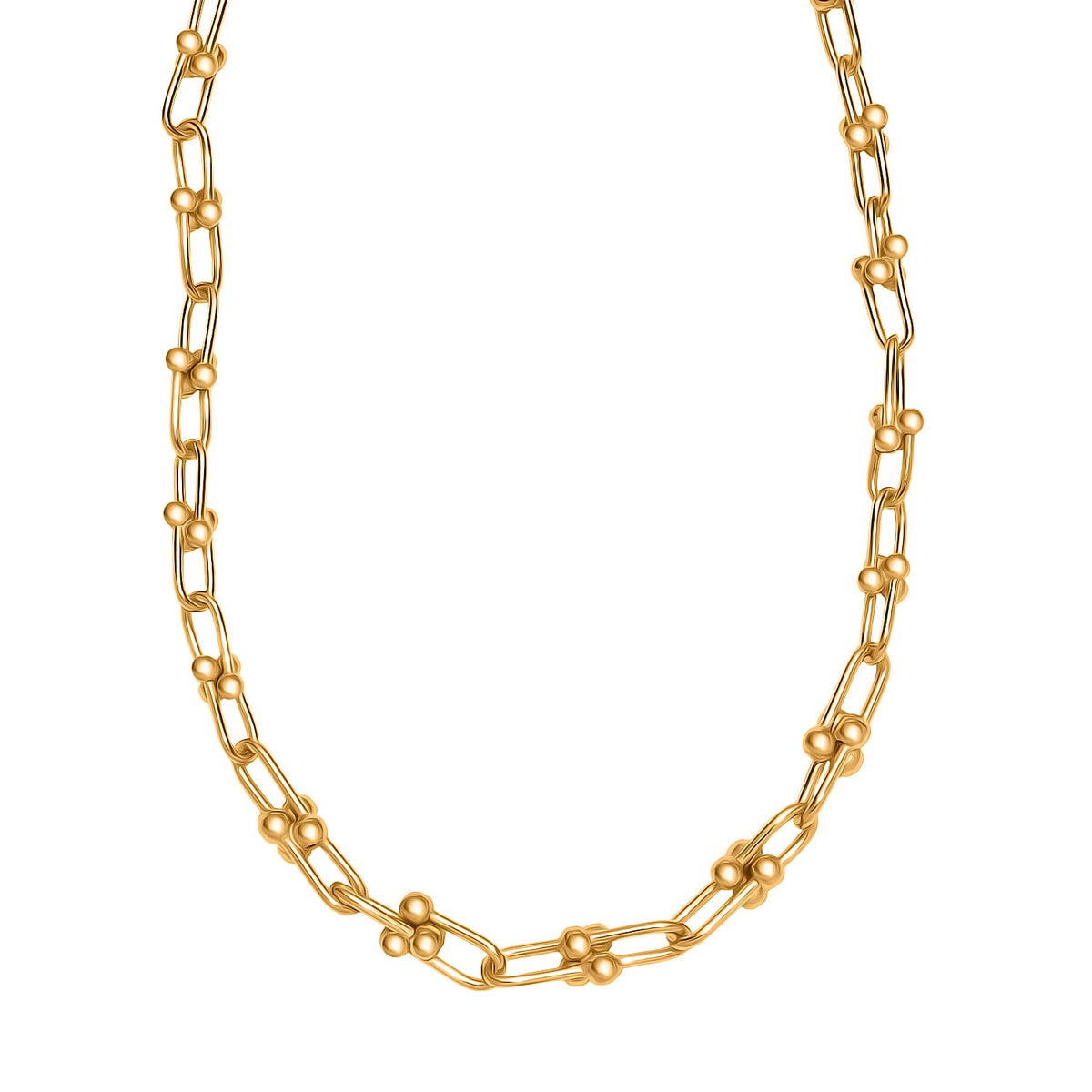 Exclusive Close Out Deal - 22K Yellow Gold Overlay Sterling Silver Industrial Link Necklace (Size - 20) (Limited Stock Only) 8197309 5