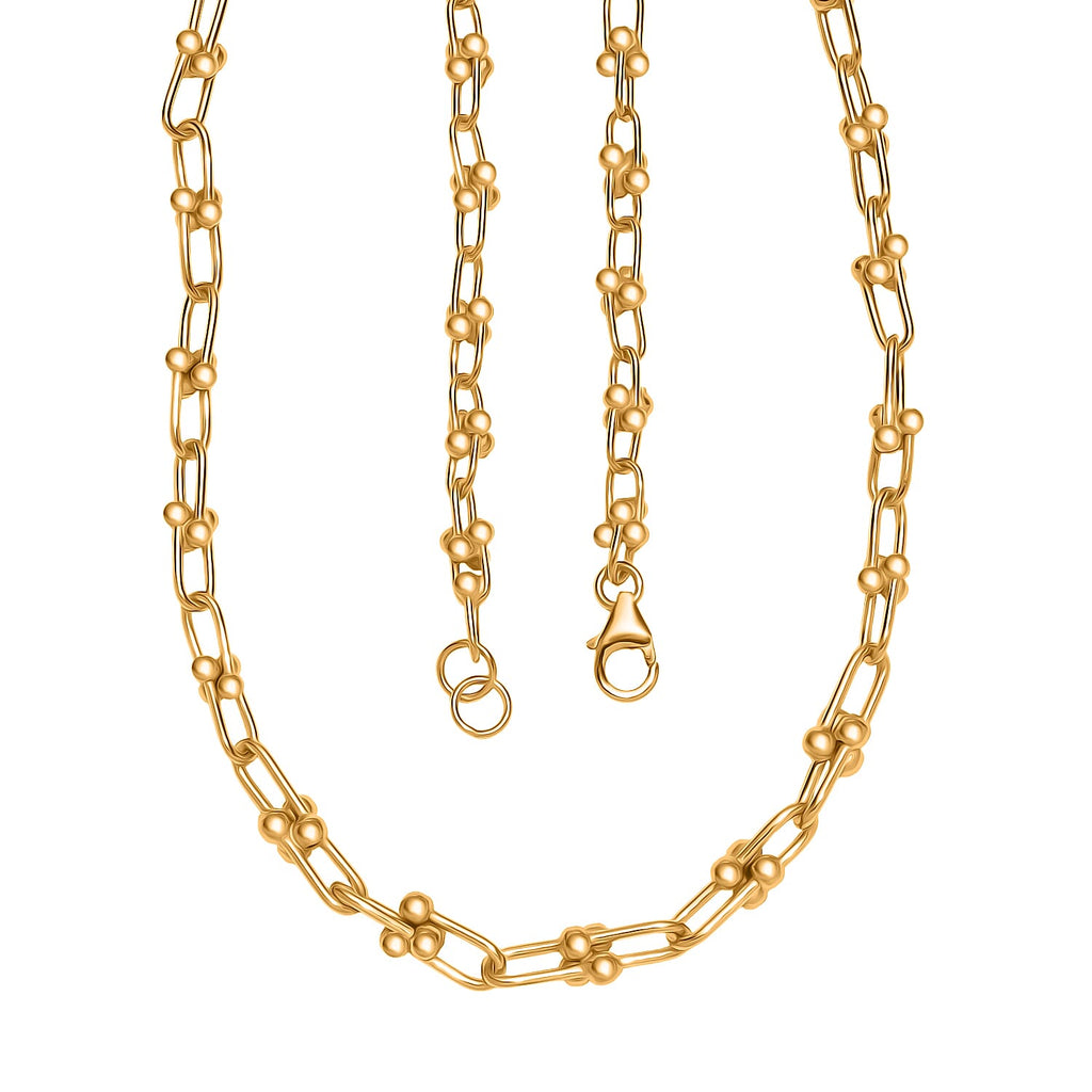 Exclusive Close Out Deal - 22K Yellow Gold Overlay Sterling Silver Industrial Link Necklace (Size - 20) (Limited Stock Only)