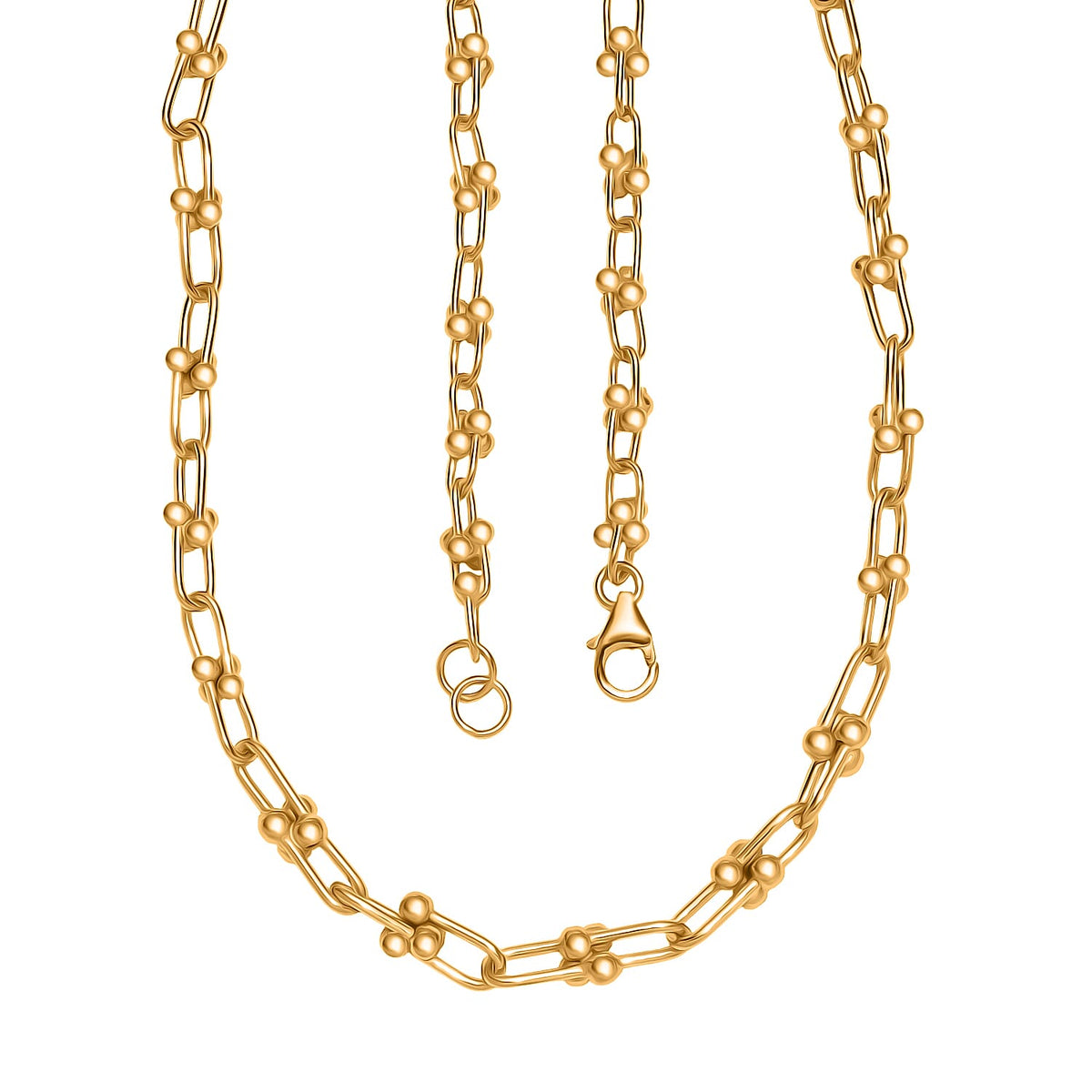 Exclusive Close Out Deal - 22K Yellow Gold Overlay Sterling Silver Industrial Link Necklace (Size - 20) (Limited Stock Only) 8197309 6