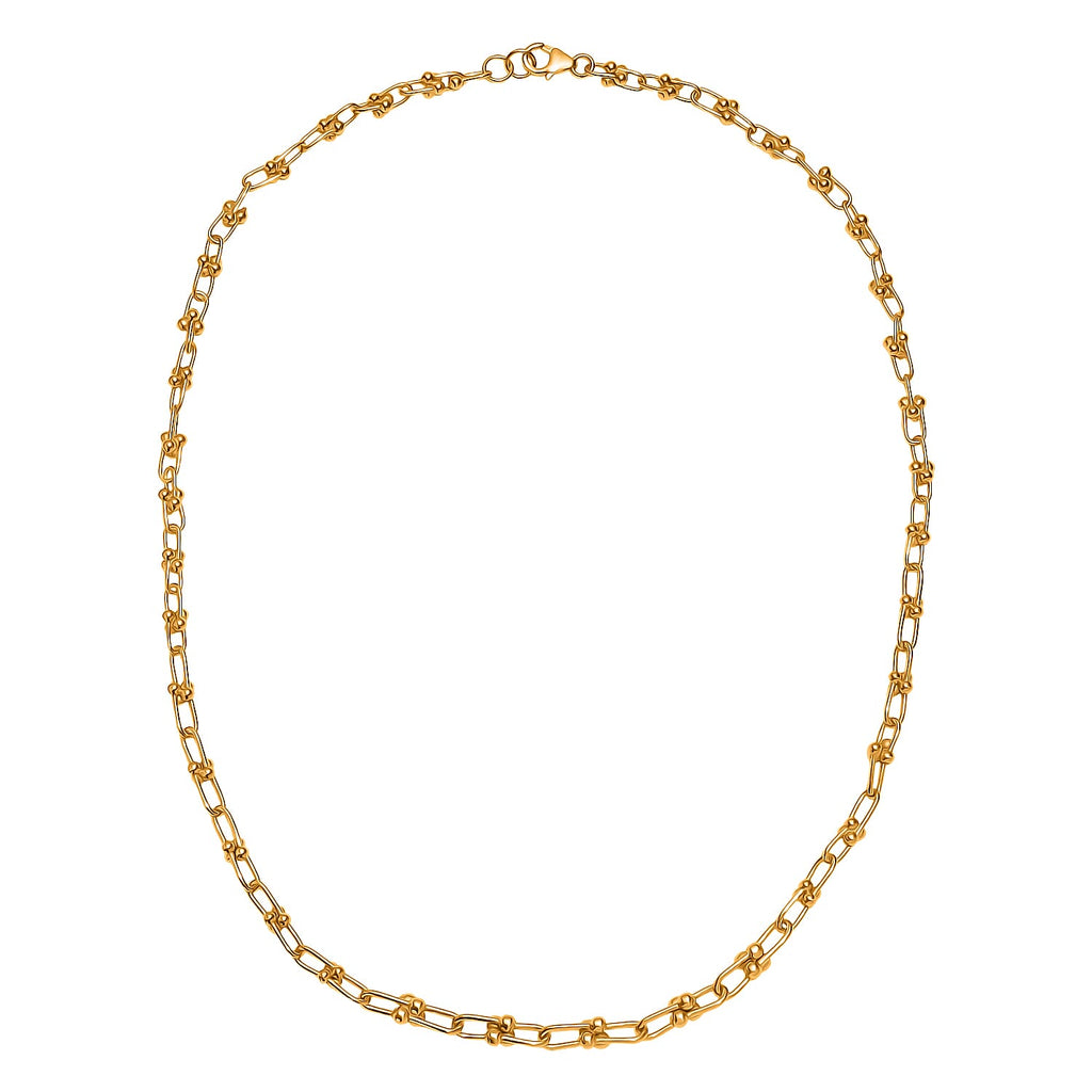 Exclusive Close Out Deal - 22K Yellow Gold Overlay Sterling Silver Industrial Link Necklace (Size - 20) (Limited Stock Only)