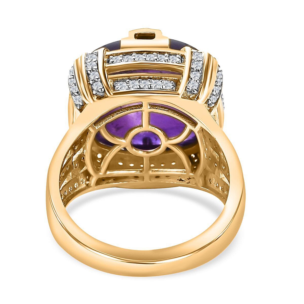 Exclusive Gems from India - Amethyst and Natural Zircon Crown Ring in 18K YG Vermeil Plated Sterling Silver 18.13 Ct, Silver Wt. 6.12 Gms 7513403 5
