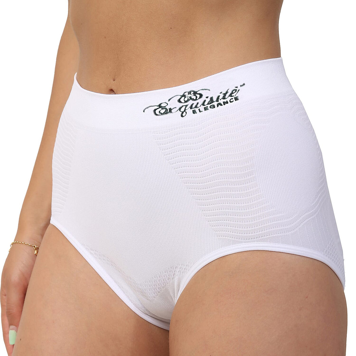 Exquisite Elegance Seamless High Waist Tummy Control Brief (Size L, 14 To 16) - White 8505323 0