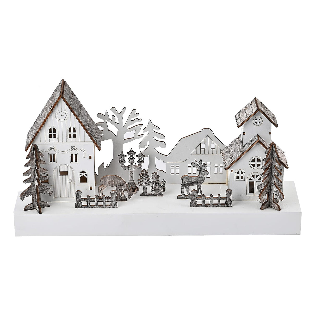 Exquisite Plywood Christmas Tree - House With 4 Warm LED Light(Battery Operated, 2AA Exclud.) 7595328 0