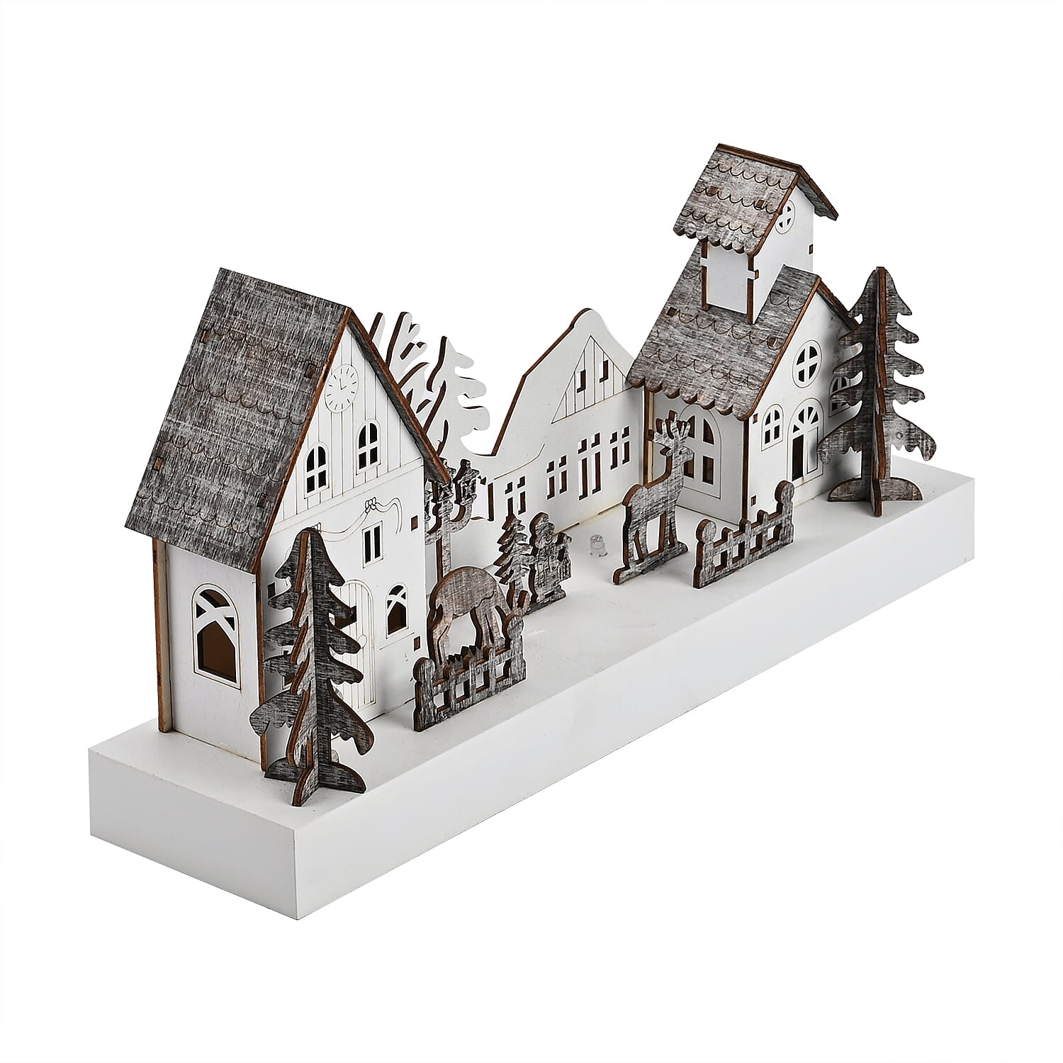Exquisite Plywood Christmas Tree - House With 4 Warm LED Light(Battery Operated, 2AA Exclud.) 7595328 2