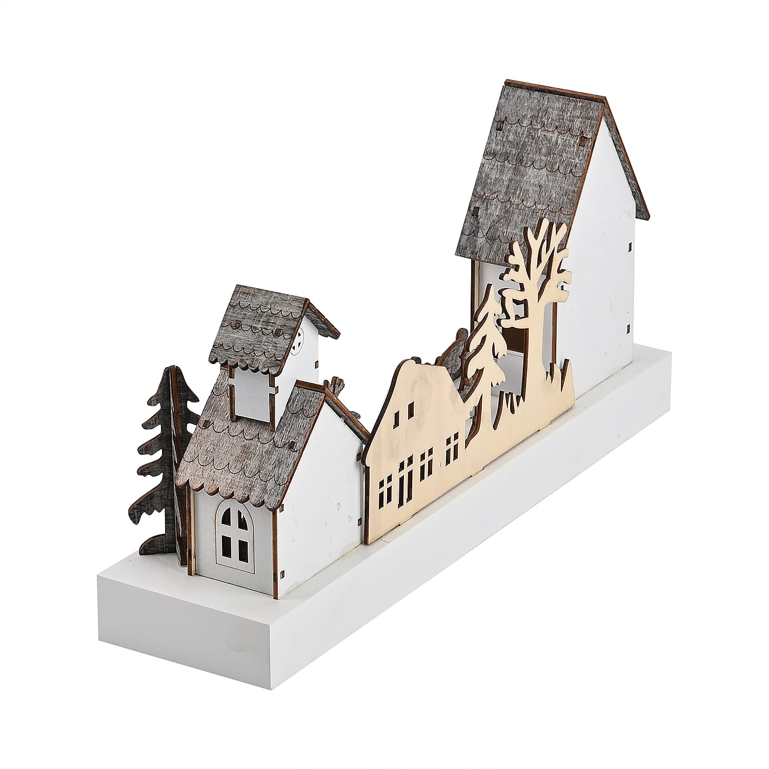 Exquisite Plywood Christmas Tree - House With 4 Warm LED Light(Battery Operated, 2AA Exclud.) 7595328 3