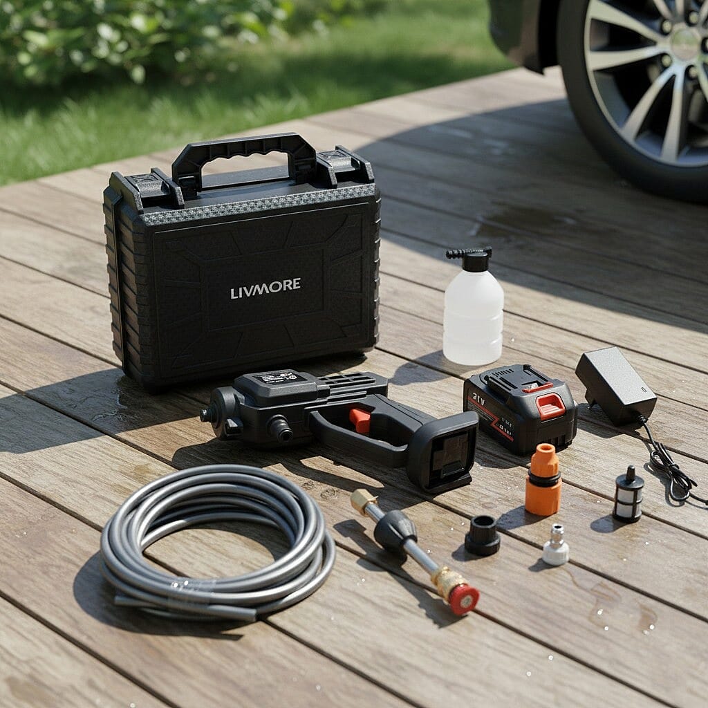 Livmore Handheld Cordless Pressure Washer - 26 bar Pressure for strong water flow. Up To 30 Min Cordless Charge  Black V32515726 2