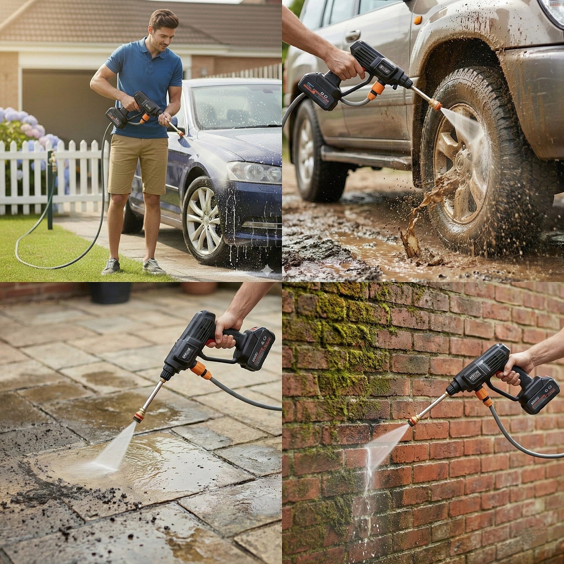 Livmore Handheld Cordless Pressure Washer - 26 bar Pressure for strong water flow. Up To 30 Min Cordless Charge  Black V32515726 3