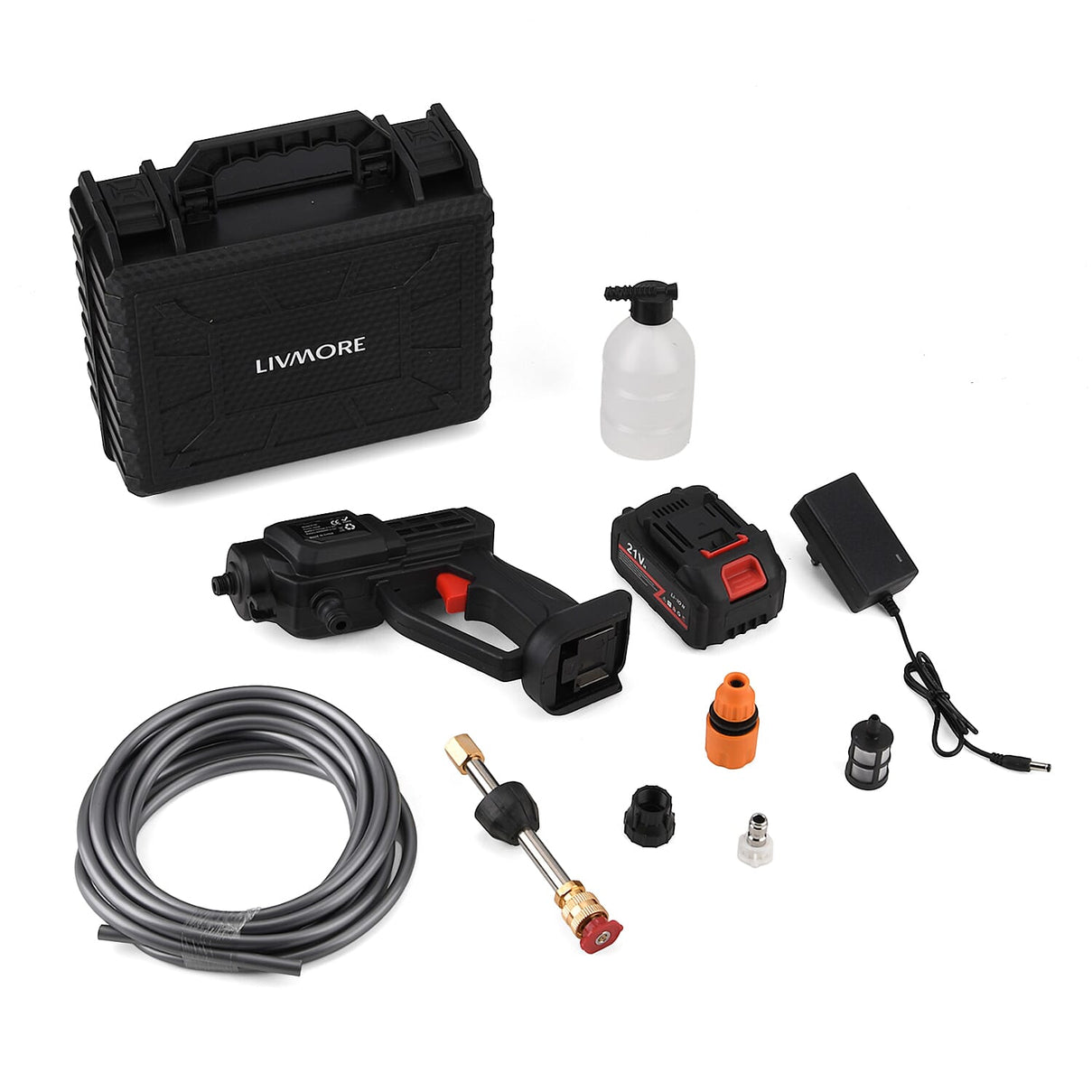 Livmore Handheld Cordless Pressure Washer - 26 bar Pressure for strong water flow. Up To 30 Min Cordless Charge  Black V32515726 8