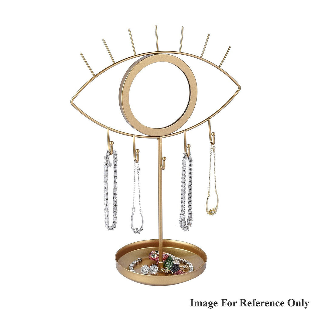 Eye Design Jewellery Rack with Mirror (Size 32x23x12 Cm) - Gold
