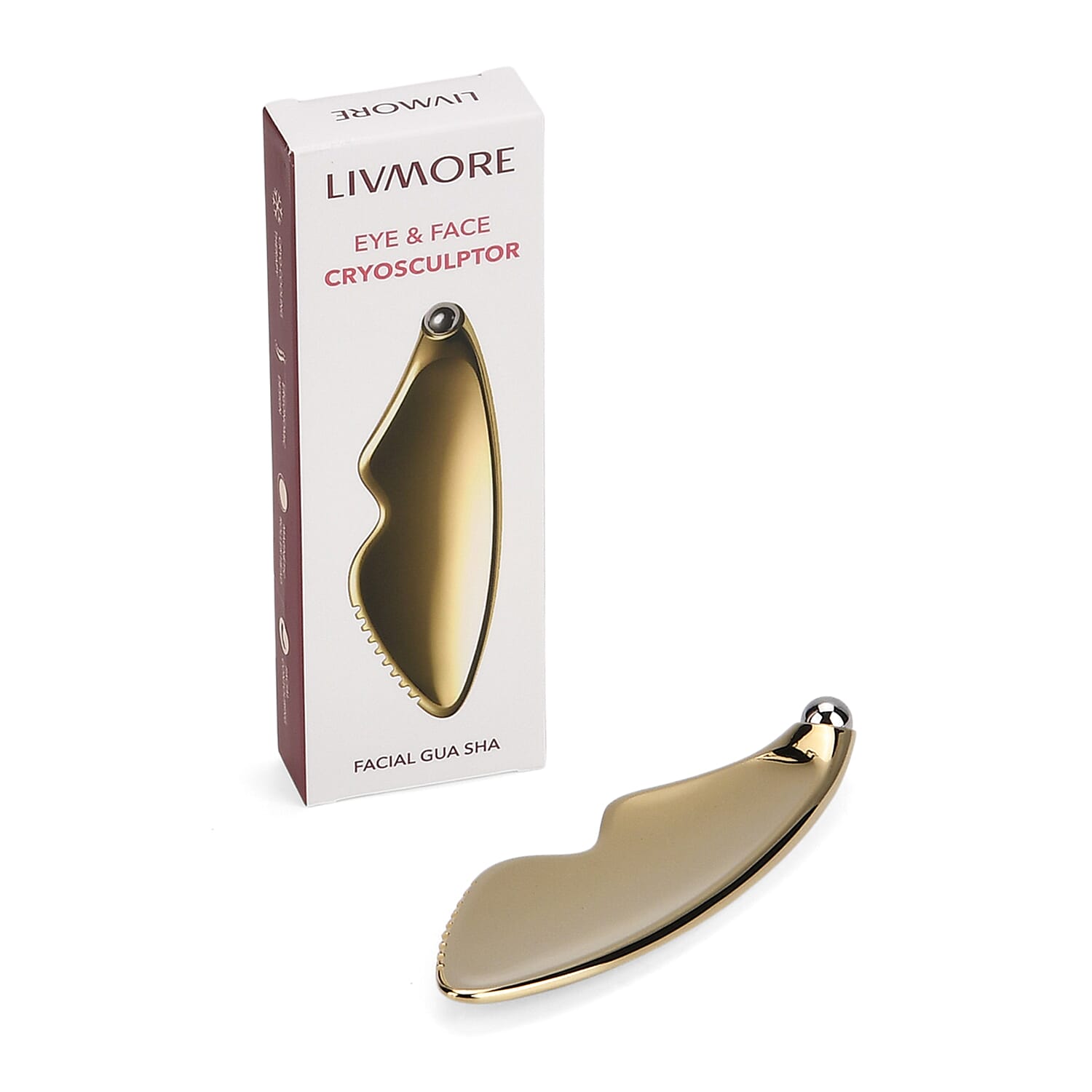 Golden Metal Cryosculptor Tool for Face &amp; Eyes 6-Sided Gua Sha Contouring Massager - Gold 8204114 0