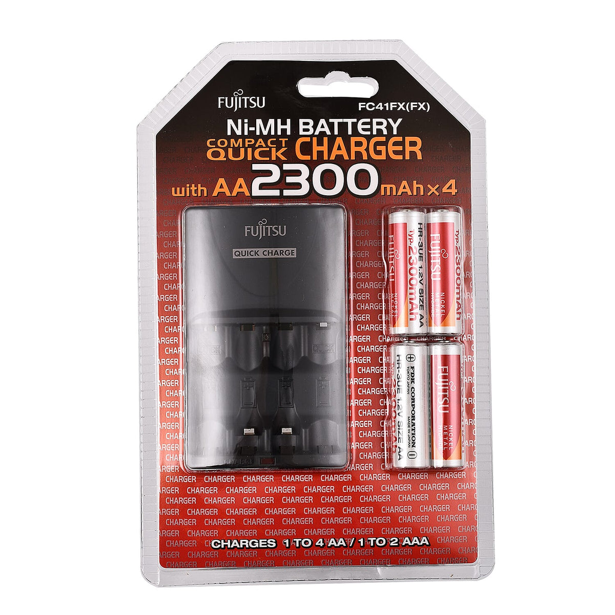 FUJITSU Compact Quick Charger with 4 X 2300mah Batteries 7606194 0