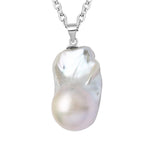 Baroque Pearl Pendant with Chain (Size 18) in Rhodium Overlay Sterling Silver 29.00 Ct.