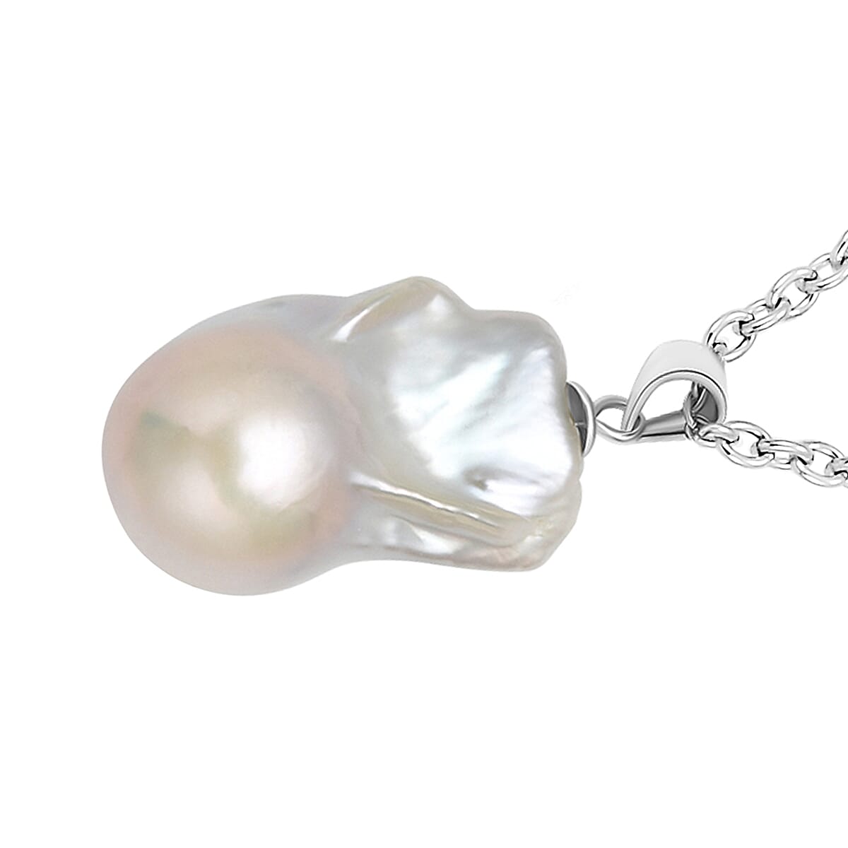 Baroque Pearl Pendant with Chain (Size 18) in Rhodium Overlay Sterling Silver 29.00 Ct. 3890960 4