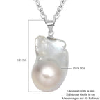 Baroque Pearl Pendant with Chain (Size 18) in Rhodium Overlay Sterling Silver 29.00 Ct.